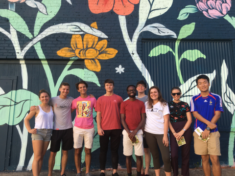 Interns pose for a sunset picture at the end of the Beltline Eastside trail.